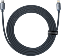 Baseus Crystal Shine Series Fast Charging Data Cable USB-C apa 2.0 - Lightning apa Adat és töltőkábel - Fekete (2m)