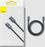 Baseus Crystal Shine Series Fast Charging Data Cable USB-C apa 2.0 - Lightning apa Adat és töltőkábel - Fekete (2m)