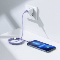 Baseus Crystal Shine Series Fast Charging Data Cable USB-C apa 2.0 - Lightning apa Adat és töltőkábel - Lila (1.2m)