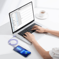 Baseus Crystal Shine Series Fast Charging Data Cable USB-C apa 2.0 - Lightning apa Adat és töltőkábel - Lila (1.2m)