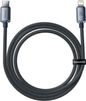 Baseus Crystal Shine Series Fast Charging Data Cable USB-C apa 2.0 - Lightning apa Adat és töltőkábel - Fekete (1.2m)