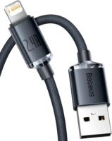 Baseus Crystal Shine Series Fast Charging Data Cable USB-A apa 2.0 - Lightning apa Adat és töltőkábel - Fekete (1.2m)