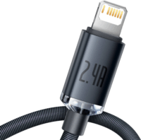 Baseus Crystal Shine Series Fast Charging Data Cable USB-A apa 2.0 - Lightning apa Adat és töltőkábel - Fekete (1.2m)