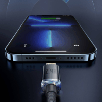 Baseus Crystal Shine Series Fast Charging Data Cable USB-A apa 2.0 - Lightning apa Adat és töltőkábel - Fekete (1.2m)