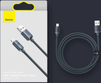 Baseus Crystal Shine Series Fast Charging Data Cable USB-A apa 2.0 - Lightning apa Adat és töltőkábel - Fekete (2m)