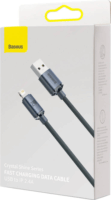Baseus Crystal Shine Series Fast Charging Data Cable USB-A apa 2.0 - Lightning apa Adat és töltőkábel - Fekete (2m)