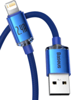 Baseus Crystal Shine Series Fast Charging Data Cable USB-A apa 2.0 - Lightning apa Adat és töltőkábel - Kék (1.2m)