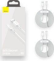 Baseus Simple Wisdom Data Cable Kit USB-A apa - USB-C apa 2.0 Adat és töltőkábel - Fehér (1.5m) (2db)