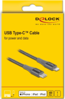 Delock 86631 USB-C apa 2.0 - Lightning apa Adat és töltőkábel - Szürke (1m)