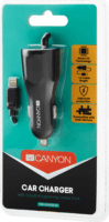 Canyon C-033 Autós USB-A + Lightning töltő - Fekete (5V / 2.4A)