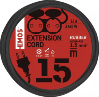 Emos 250V Kültéri elosztó 2 aljzatos 15m - Fekete