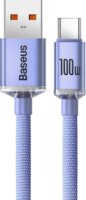 Baseus Crystal Shine Series USB-A apa - USB-C apa 2.0 Adat és töltőkábel - Lila (2m)