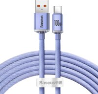 Baseus Crystal Shine Series USB-A apa - USB-C apa 2.0 Adat és töltőkábel - Lila (2m)