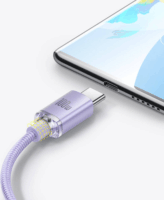 Baseus Crystal Shine Series USB-A apa - USB-C apa 2.0 Adat és töltőkábel - Lila (1.2m)