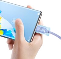 Baseus Crystal Shine Series USB-A apa - USB-C apa 2.0 Adat és töltőkábel - Lila (1.2m)