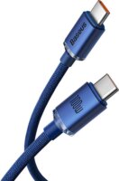 Baseus Crystal Shine Series USB-C apa - USB-C apa 2.0 Adat és töltőkábel - Kék (1.2m)
