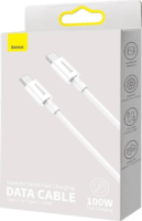 Baseus Superior Series USB-C apa - USB-C apa 2.0 Adat és töltőkábel - Fehér (2m)