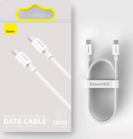Baseus Superior Series USB-C apa - USB-C apa 2.0 Adat és töltőkábel - Fehér (2m)