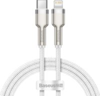 Baseus Cafule Series USB-C apa 2.0 - Lightning apa Adat és töltőkábel - Fehér/Ezüst (1m)