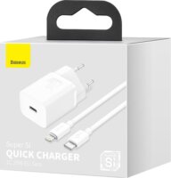 Baseus Super Si USB-C Hálózati Töltő Adapter 20W - Fehér