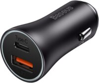 Baseus Golden Contactor Max Autós USB-A / USB-C töltő - Szürke (60W)