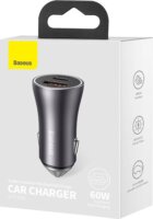 Baseus Golden Contactor Max Autós USB-A / USB-C töltő - Szürke (60W)