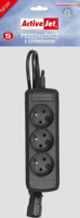 Activejet 230V Elosztó 3 aljzatos 1.5m - Fekete