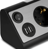 REV 230V Elosztó 3 aljzatos 1.4m - Fekete/Ezüst