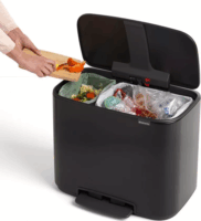 Brabantia Bo 34 literes pedálos rozsdamentes acél szemetes - Fekete