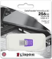 Kingston 256GB DataTraveler microDuo 3C USB 3.2 Pendrive - Lila/Ezüst