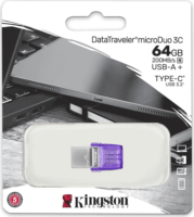 Kingston 64GB DataTraveler microDuo 3C USB 3.2 Pendrive - Lila/Ezüst