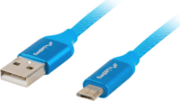 Lanberg Premium micro USB-B apa - USB-A apa 2.0 Adat és töltő kábel - Kék (1m)