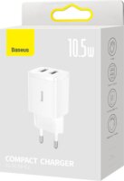 Baseus Compact 2x USB Hálózati töltő - Fehér (10.5W)