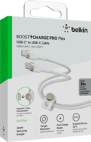 Belkin Flex USB-C apa - USB-C apa Adat- és töltőkábel - Fehér (3m)