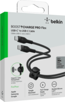 Belkin Boost Charge Pro Flex USB-C apa - USB-C apa Adat- és töltőkábel - Fekete (1m)