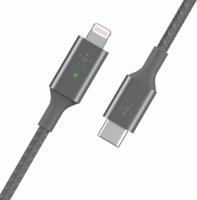 Belkin Smart LED Lightning apa - USB-C apa Adat- és töltőkábel - Fekete (1,2m)