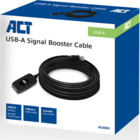 ACT AC6005 USB-A apa - USB-A anya USB 2.0 Jelerősítő kábel - Fekete (5m)