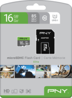 PNY 16GB Elite microSDHC UHS-I CL10 Memóriakártya + Adapter