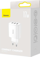 Baseus Compact Charger Hálózati USB-A töltő - Fehér (17W)
