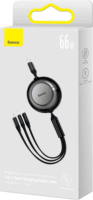 Baseus Bright Mirror Series II Retractable USB-A apa 2.0 - Micro USB/USB-C/Lightning apa iPhone töltőkábel - Fekete (1.1m)
