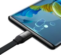 Baseus Bright Mirror Series II Retractable USB-A apa 2.0 - Micro USB/USB-C/Lightning apa iPhone töltőkábel - Fekete (1.1m)