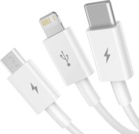 Baseus Superior Series USB-A apa 2.0 - Micro USB/USB-C/Lightning apa iPhone töltőkábel - Fehér (1.2m)