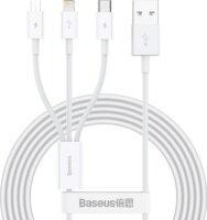 Baseus Superior Series USB-A apa 2.0 - Micro USB/USB-C/Lightning apa iPhone töltőkábel - Fehér (1.2m)