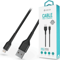 Devia Gracious Series USB-A apa 2.0 - Lightning apa iPhone töltőkábel - Fekete (2m)
