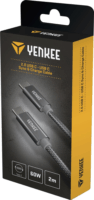 Yenkee YCU C102 SR USB-C apa - USB-C apa 2.0 Adat és töltőkábel - Fekete (2m)