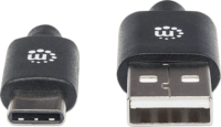 Manhattan 354936 USB-A apa - USB-C apa 2.0 Adat és töltő kábel - Fekete (3m)