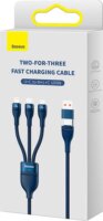 Baseus Flash Series 2 USB-A/USB-C apa 2.0 - Micro USB/USB-C/Lightning apa iPhone Töltőkábel - Kék (1.2m)