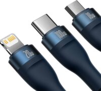 Baseus Flash Series 2 USB-A/USB-C apa 2.0 - Micro USB/USB-C/Lightning apa iPhone Töltőkábel - Kék (1.2m)