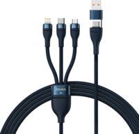 Baseus Flash Series 2 USB-A/USB-C apa 2.0 - Micro USB/USB-C/Lightning apa iPhone Töltőkábel - Kék (1.2m)