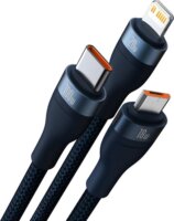 Baseus Flash Series 2 USB-A/USB-C apa 2.0 - Micro USB/USB-C/Lightning apa iPhone Töltőkábel - Kék (1.2m)
